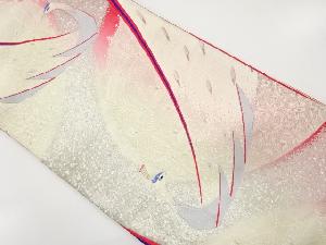 孔雀模様織り出し　袋帯